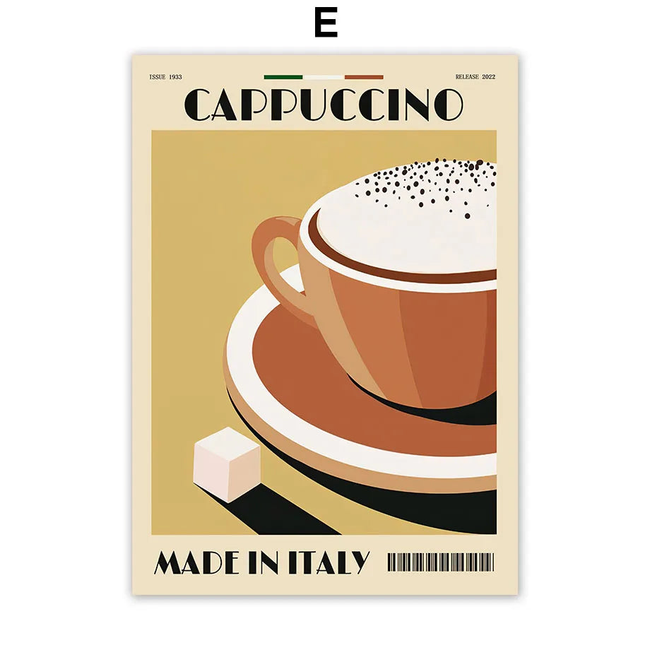 Italian Cafe Espresso Art Canvas Prints