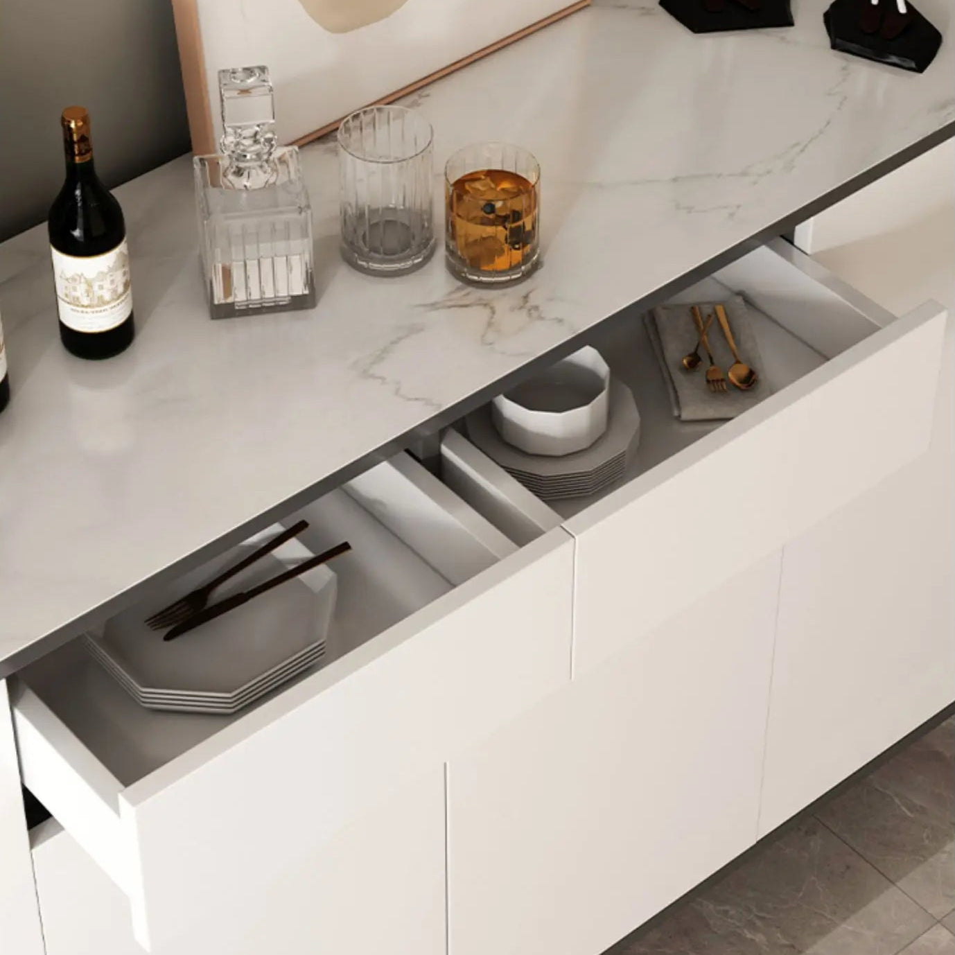 Premium White Nordic Minimalist Cabinet