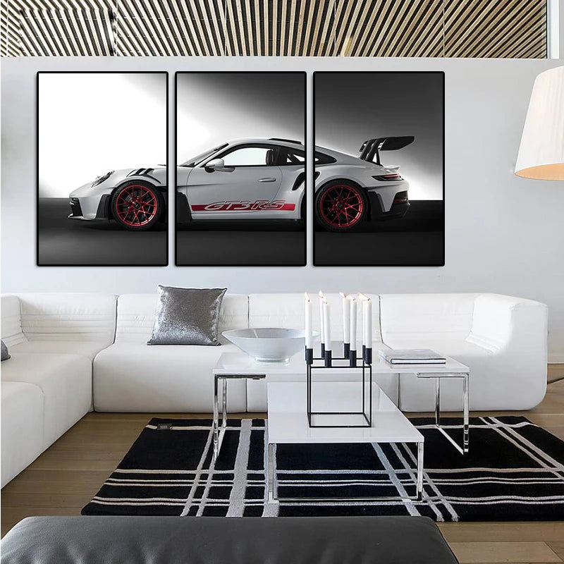 3-Piece Porsche GT3-RS Art Canvas Print