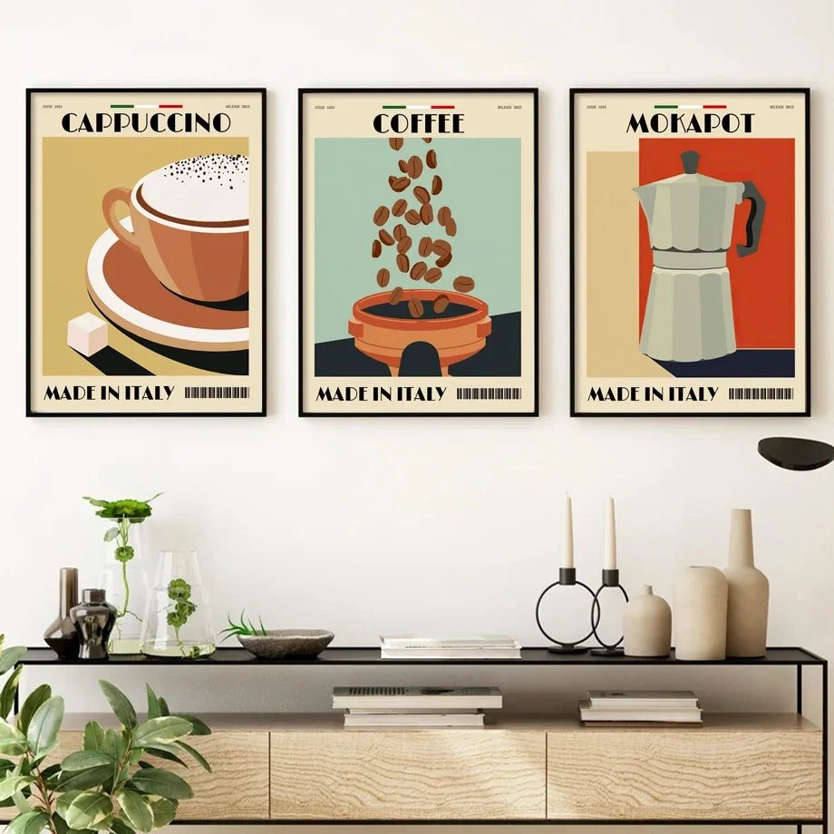 Italian Cafe Espresso Art Canvas Prints