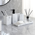 4-Piece Marble Effect Bathroom Accessory Set