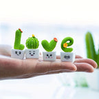 Set of 4 Cute Mini Green Cactus Plants