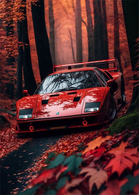 Retro Car & Japanese Culture Canvas Wall Art