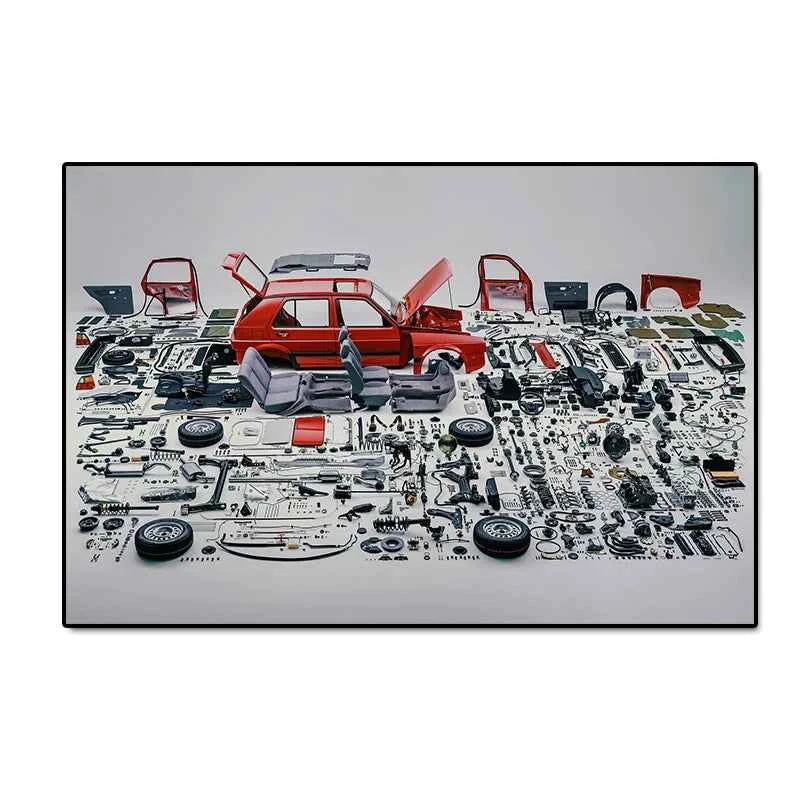 Classic Golf MK I Dismantled Mechanics Canvas Print