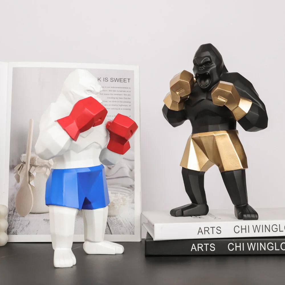 24cm Boxing King Kong Sculpture - Sleek Surprises