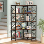 Modern Industrial 5-Tier Corner Bookcase