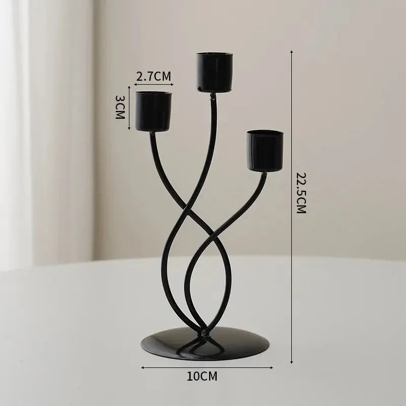 Minimalist Euro-style Gold & Black Candlestick Holders