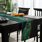 Black & Gold Marble Linen Table Runner