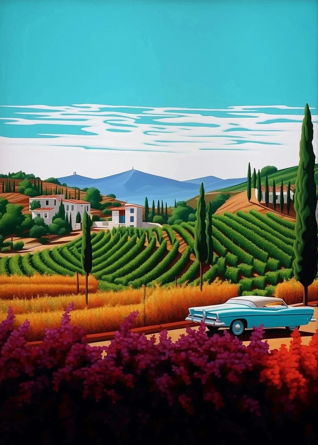 Hiroshi Nagai Inspired Summer Skies Scenic Art Canvas Prints