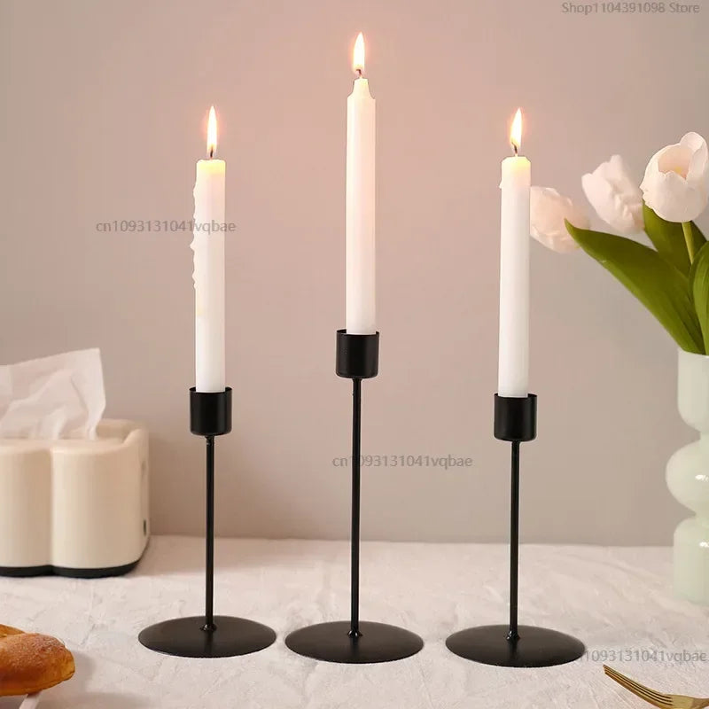 Minimalist Euro-style Gold & Black Candlestick Holders