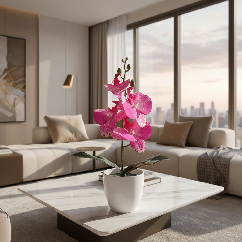 Bonsai Simulated Butterfly Orchid Artificial Potted Plant Desk Dining Table Home Office Vase Wedding Home Room Decoration Gift