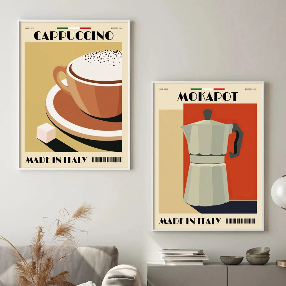 Italian Cafe Espresso Art Canvas Prints