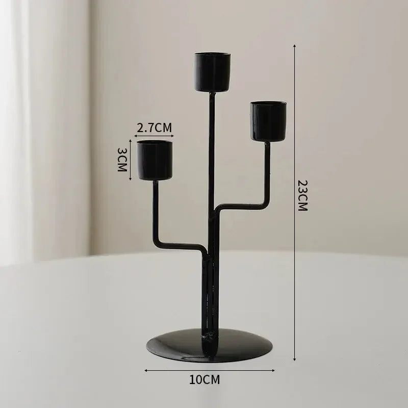 Minimalist Euro-style Gold & Black Candlestick Holders