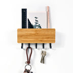 Wall Hanging Bamboo Key Hanger Holder Wall Organizer Rectangle Key Rack Hooks Coat Hooks Home Decoration Coat Hanger - Sleek Surprises