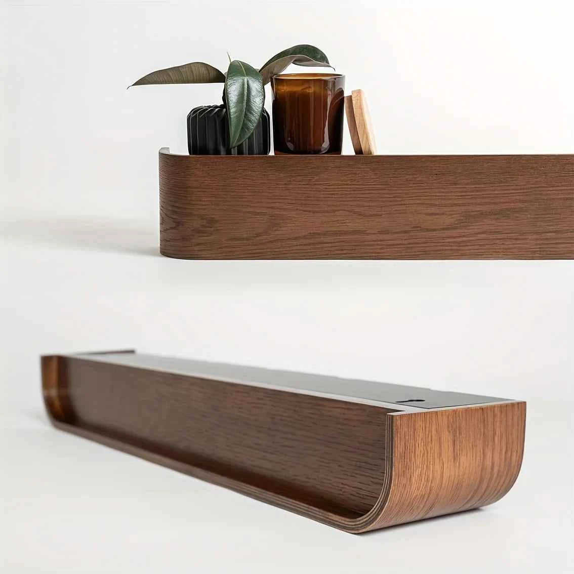 Modern Wall Coat Rack with Hidden Hooks & Shelf. Space-Saving, Solid Wood &