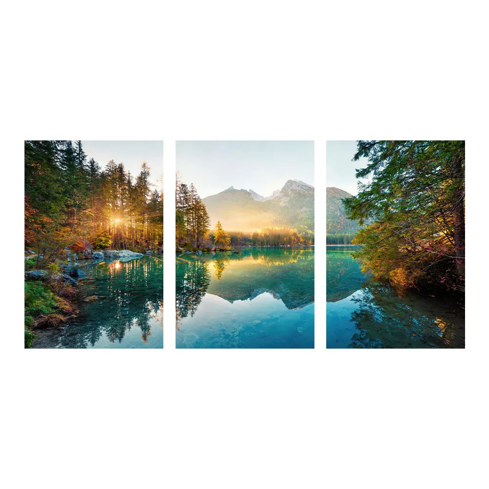 3-Piece Forest Lake Landscape Canvas Print