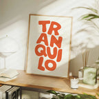 Tranquilo Retro Orange & Cream Typography Canvas Print