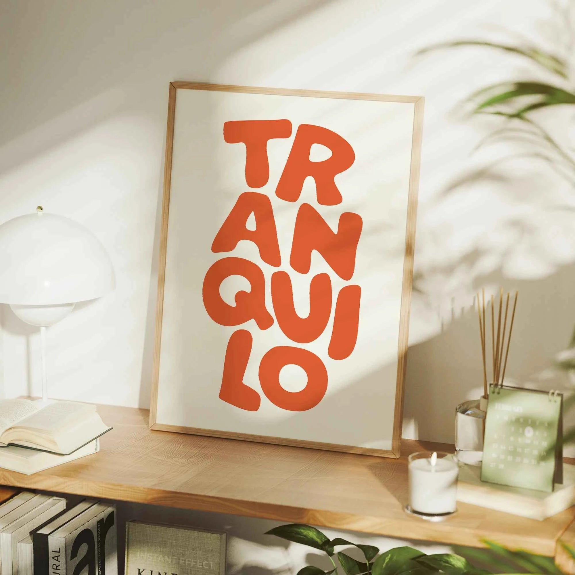 Tranquilo Retro Orange & Cream Typography Canvas Print