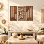 3-Piece Geometric Art Carved Wood Hanging Decor