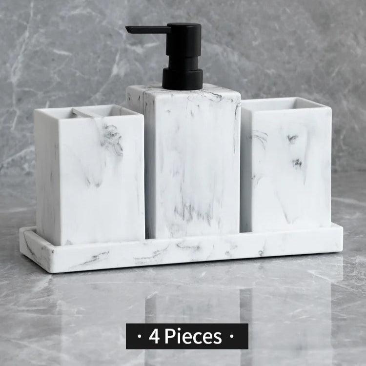 4-Piece Marble Effect Bathroom Accessory Set