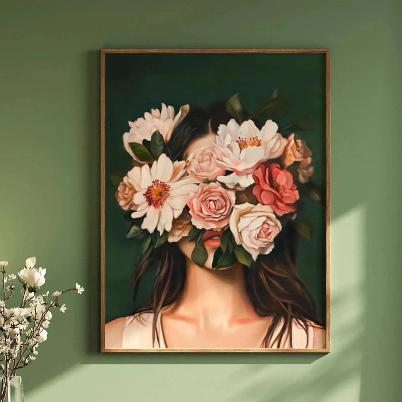 Green Abstract Flowers & Models Canvas Prints