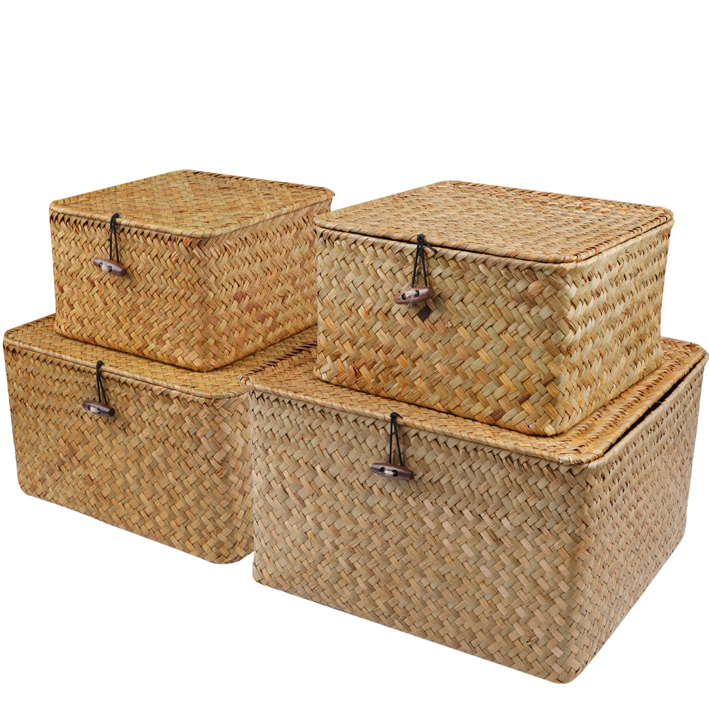 4-Piece Handwoven Seagrass Storage Basket