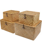 4-Piece Handwoven Seagrass Storage Basket