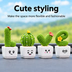Set of 4 Cute Mini Green Cactus Plants