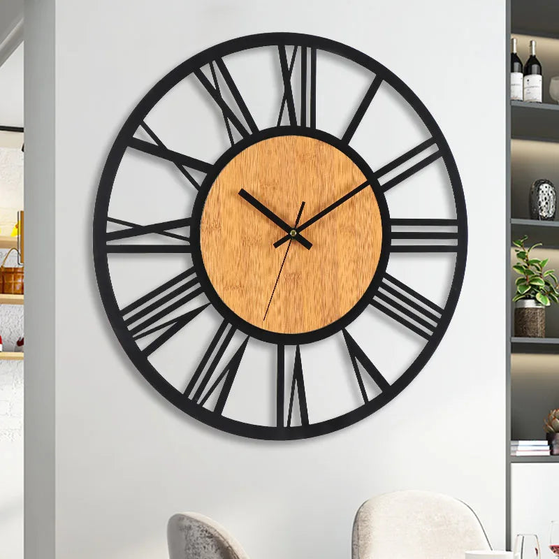 40cm Retro Iron/Wood Hanging Wall Clock - Sleek Surprises