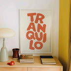 Tranquilo Retro Orange & Cream Typography Canvas Print