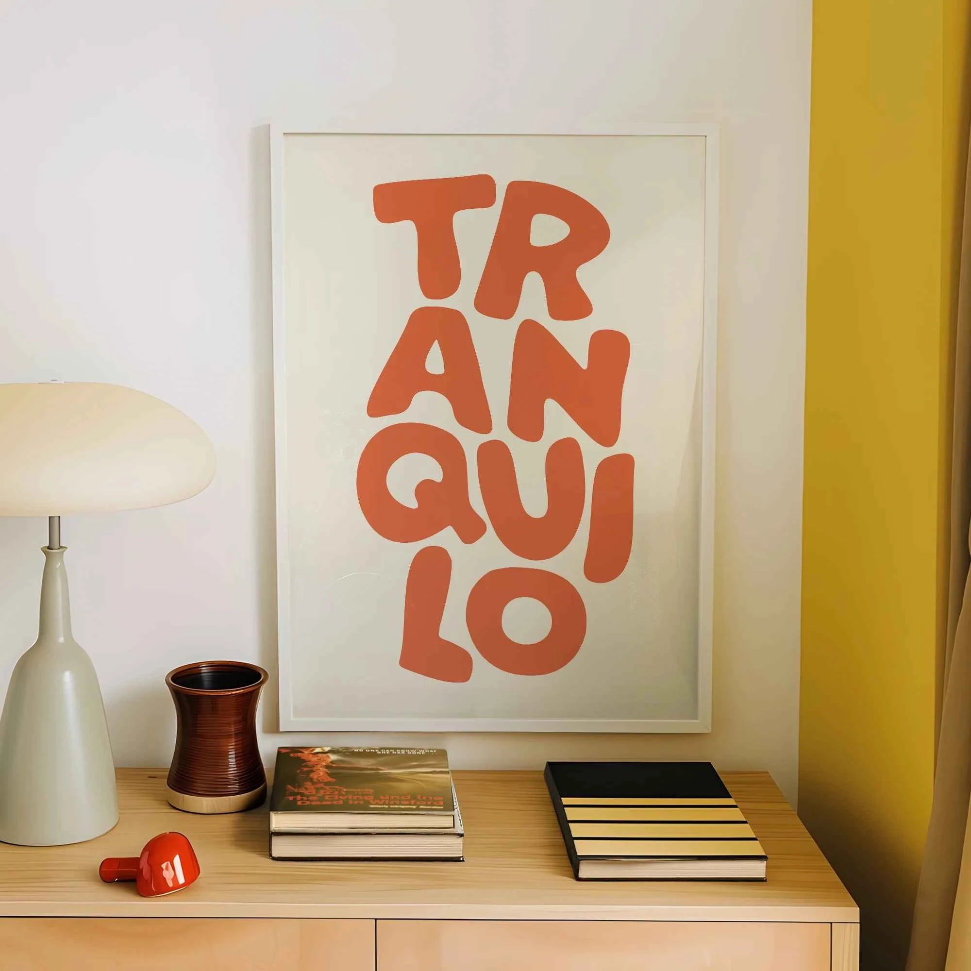 Tranquilo Retro Orange & Cream Typography Canvas Print