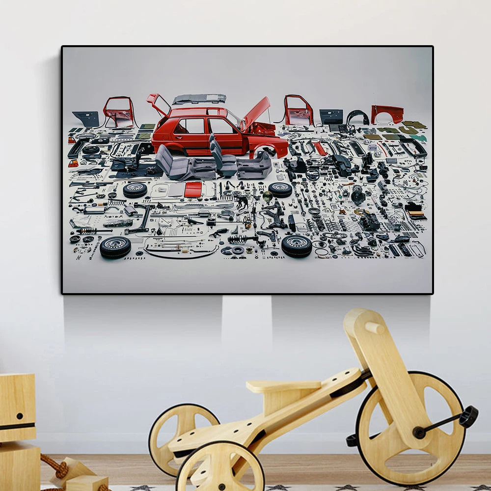 Classic Golf MK I Dismantled Mechanics Canvas Print