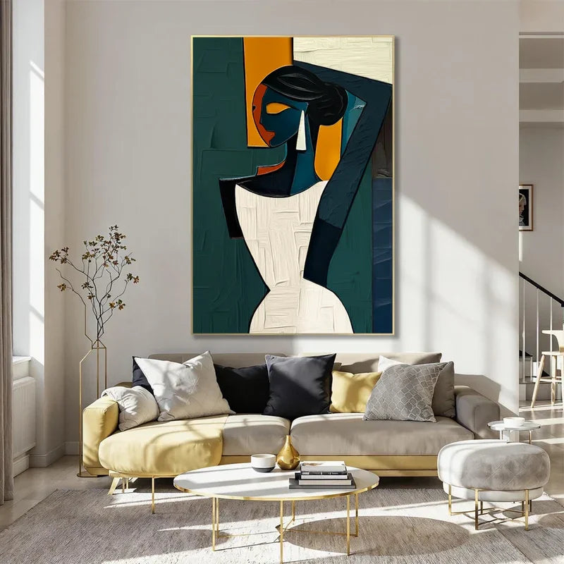 Hand-painted Cubism Art Textured Canvas Murals