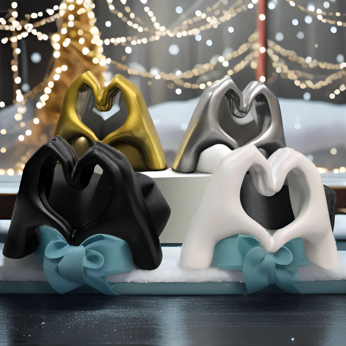 Golden Love Heart-Shaped Hands Sculpture