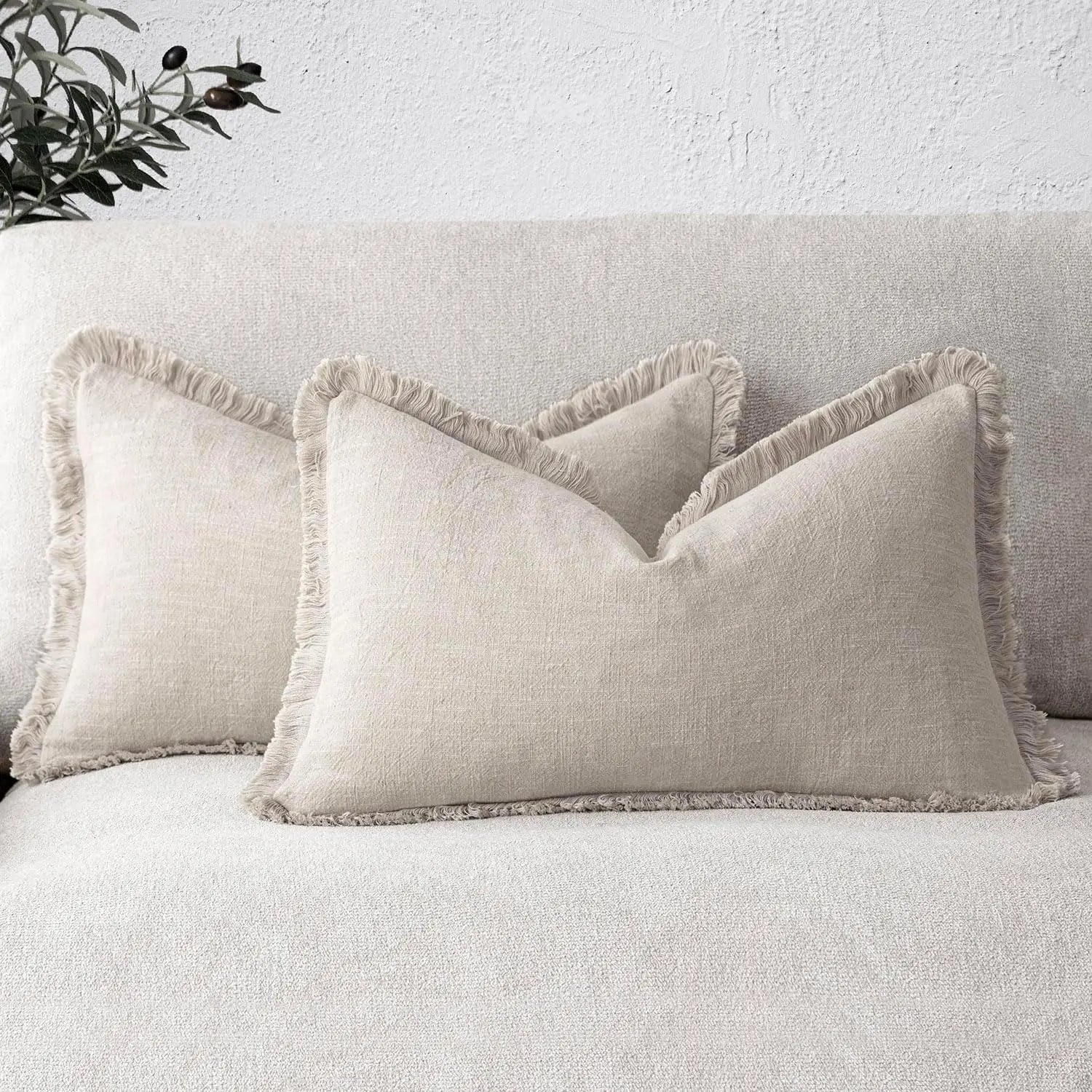 2-Piece Linen Farmhouse Cushion Covers