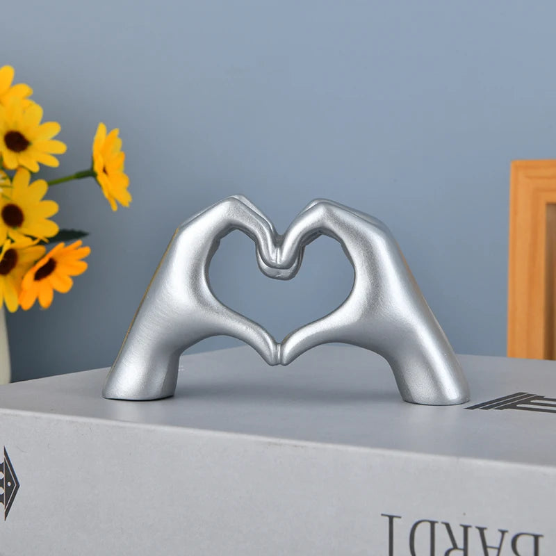 Golden Love Heart-Shaped Hands Sculpture