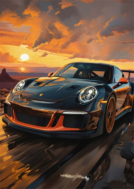 Retro Car & Japanese Culture Canvas Wall Art