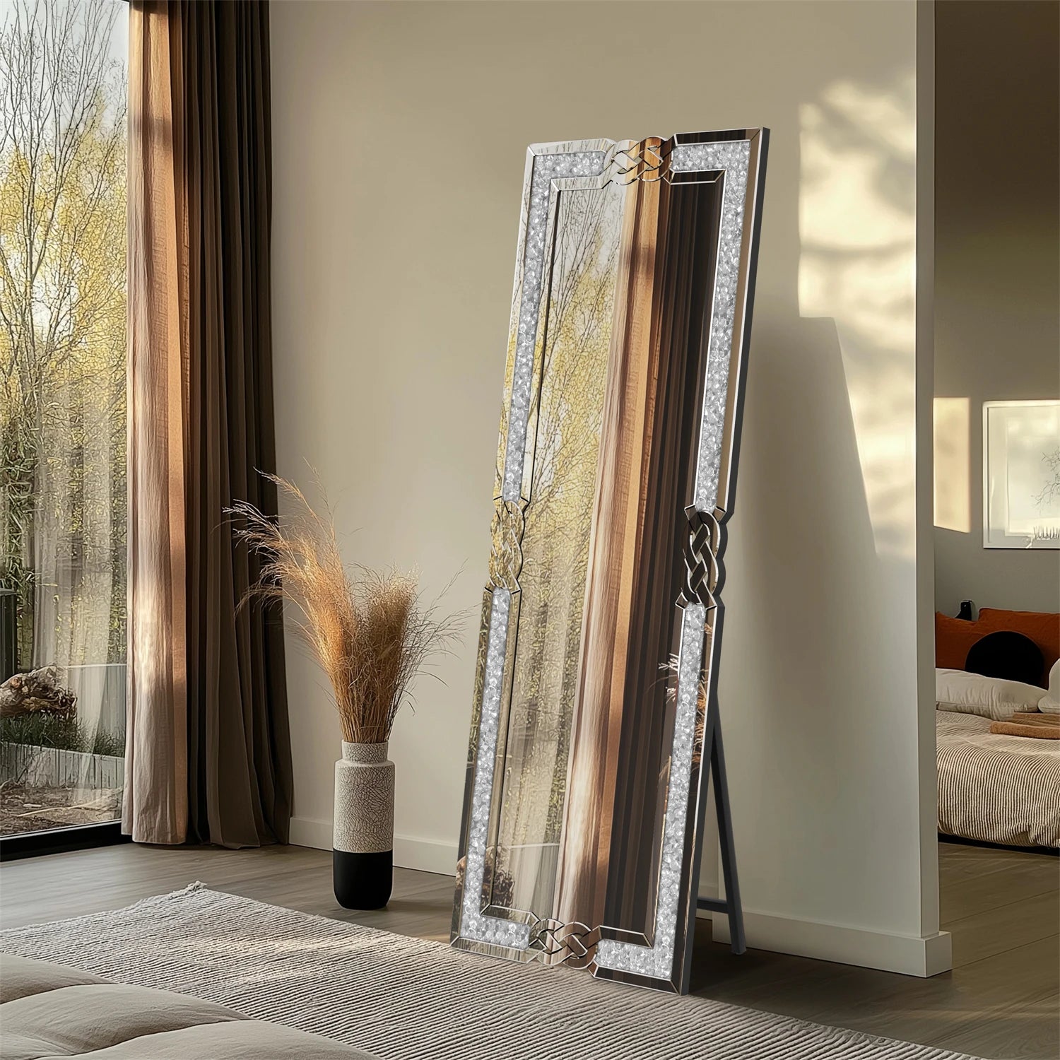 Crystal Frame Full Length Dressing Mirror