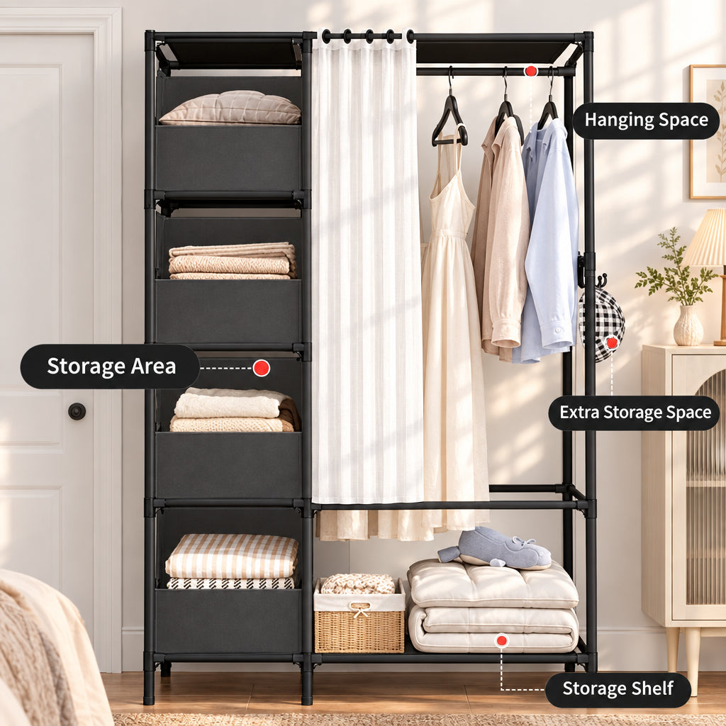 Metal Minimalist Clothes Rack & Rail Wardrobe