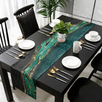 Black & Gold Marble Linen Table Runner