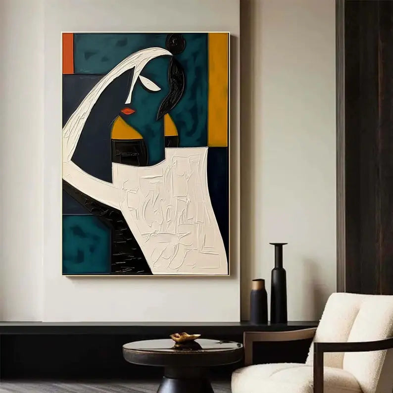Hand-painted Cubism Art Textured Canvas Murals