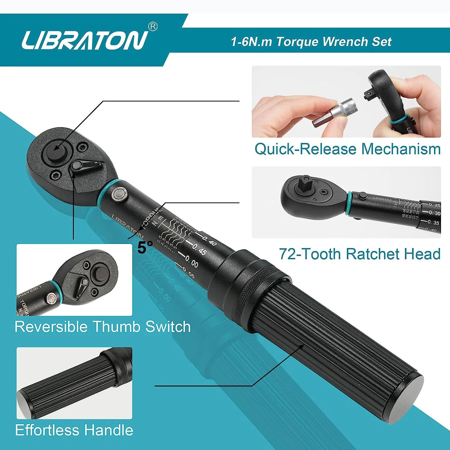 Libraton 1/4 inch Torque Wrench Set [14-Pcs]