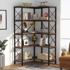 Modern Industrial 5-Tier Corner Bookcase