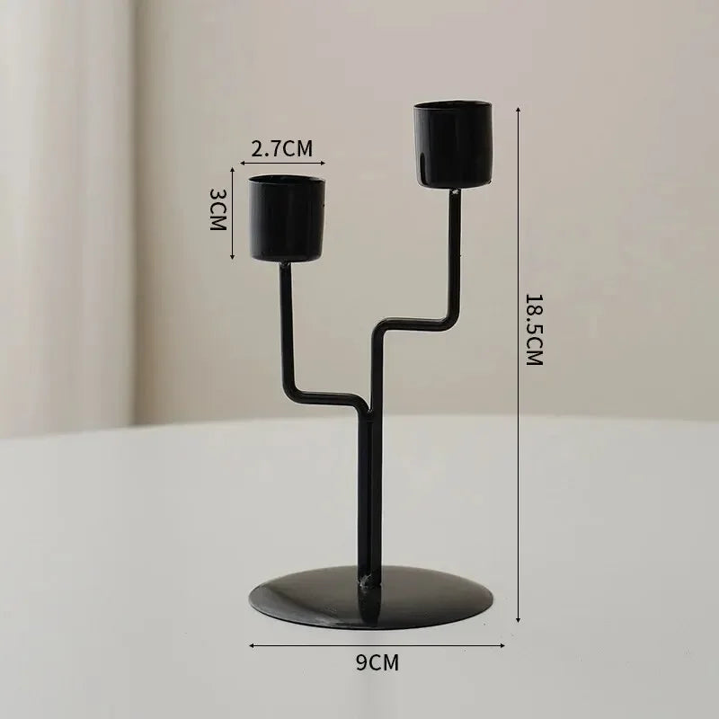 Minimalist Euro-style Gold & Black Candlestick Holders