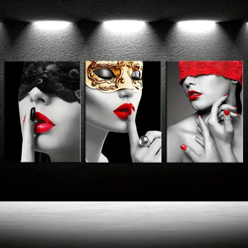 3-Piece Amor Rouge Lipstick Canvas Prints