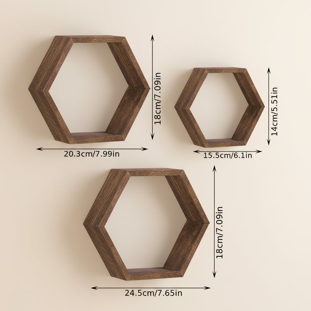 Hexagon floating wall shelf, hexagon storage rack - for home decoration lovers - perfect gift - suitable for bathroom, bedroom - Sleek Surprises