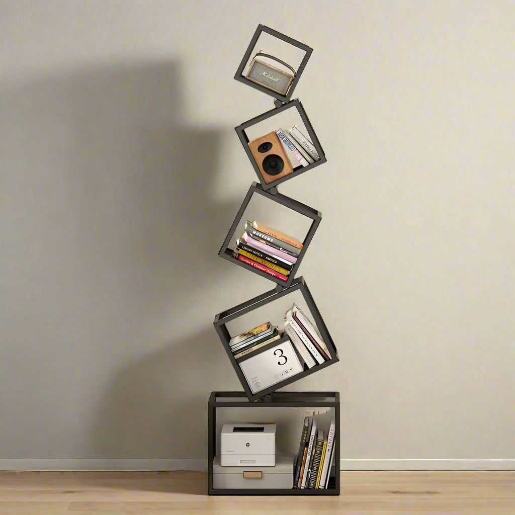 Stacked Cubes Metal Bookcase Rack