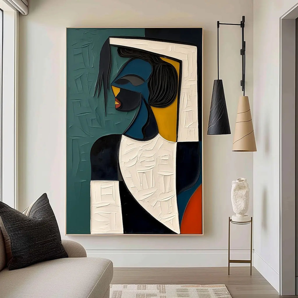 Hand-painted Cubism Art Textured Canvas Murals