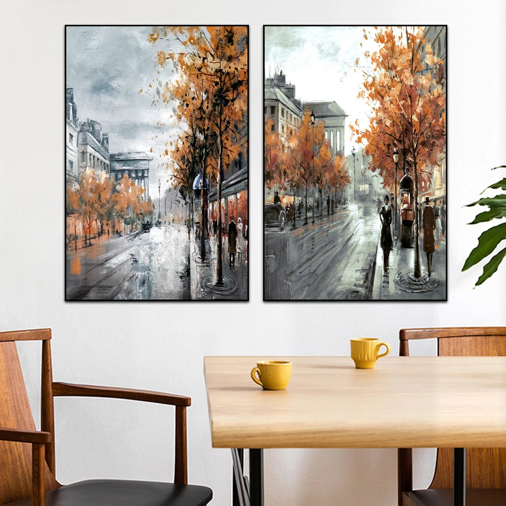 3-Piece Autumn City Streets Canvas Prints