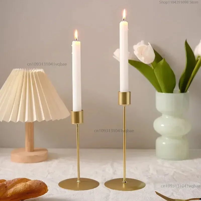 Minimalist Euro-style Gold & Black Candlestick Holders